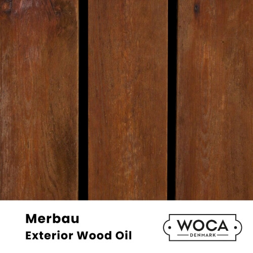 Woca exterior wood oi swatch: merbau